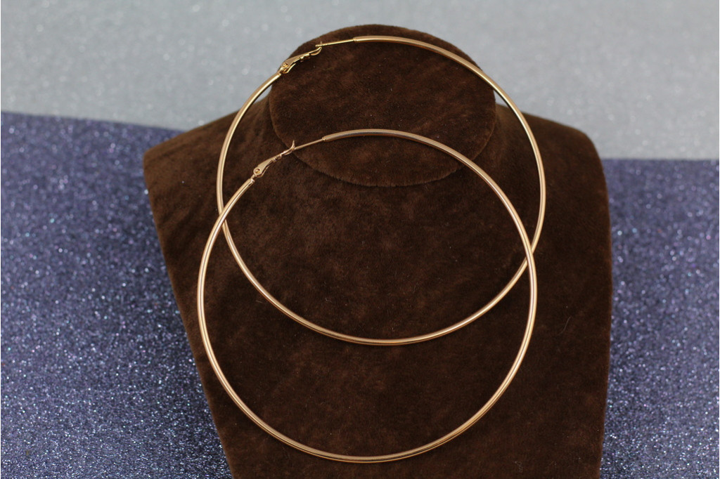 Сережки кільця Хuping Jewelry гладкі 9,5 см золотисті