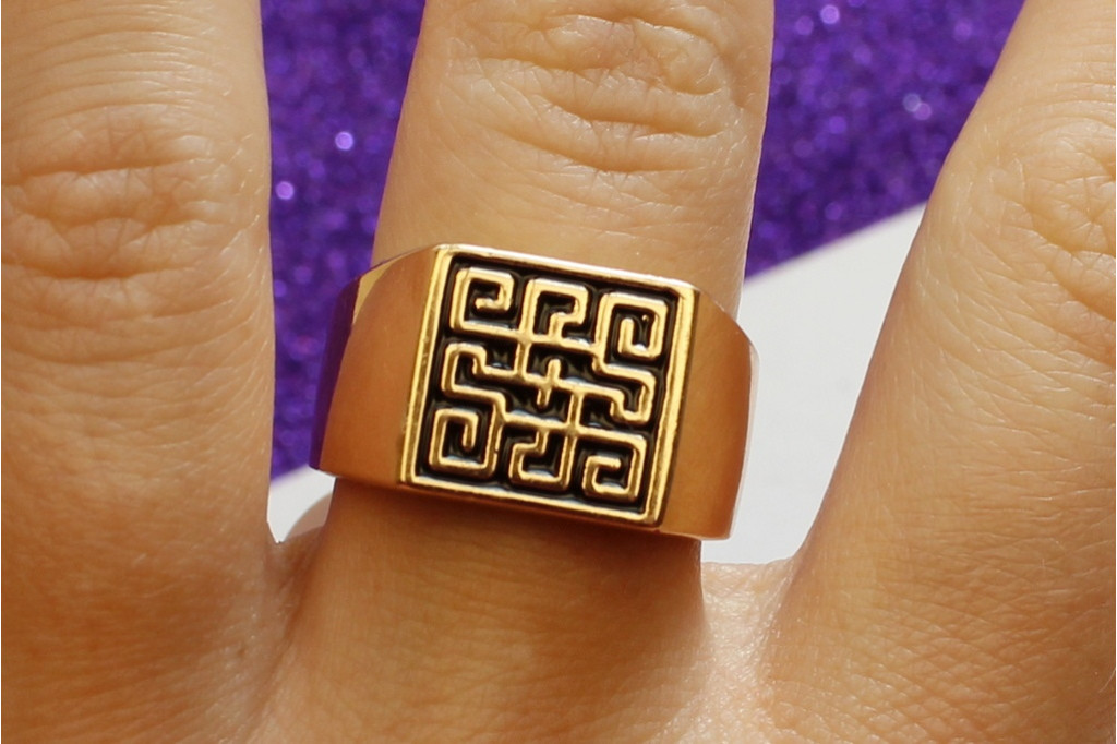 Печатка Xuping Jewelry 21 квадратная лабиринт золотистая